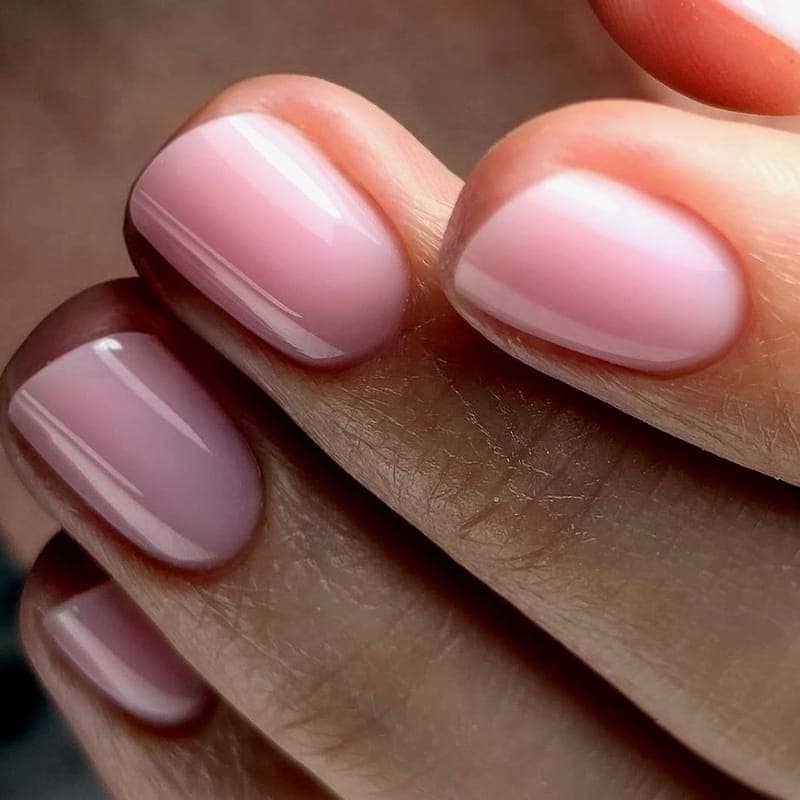 Short nails in a rose pink gloss